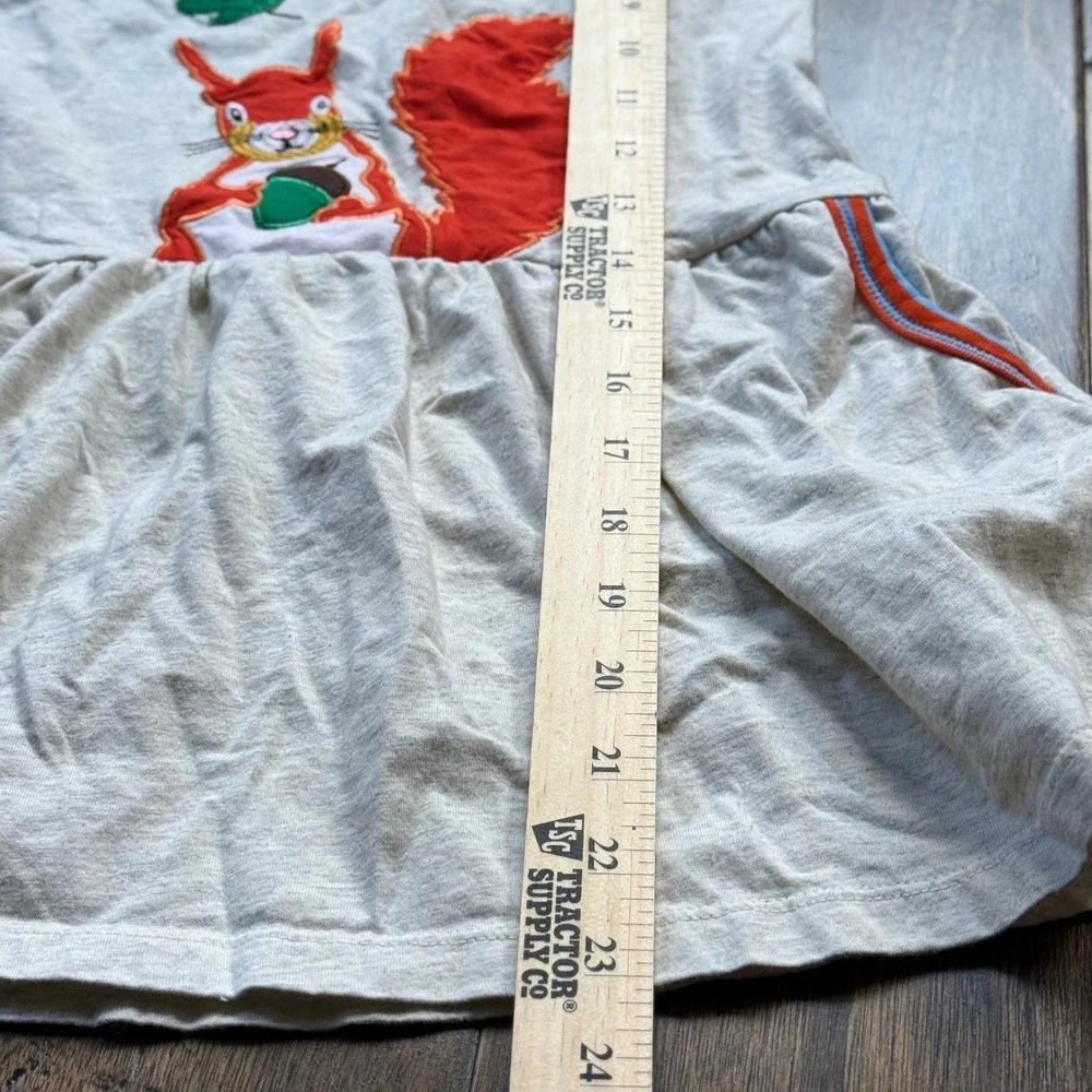 Jumping Meters Squirrel Applique Dress Kids Size 5 Oatmeal Orange EUC School